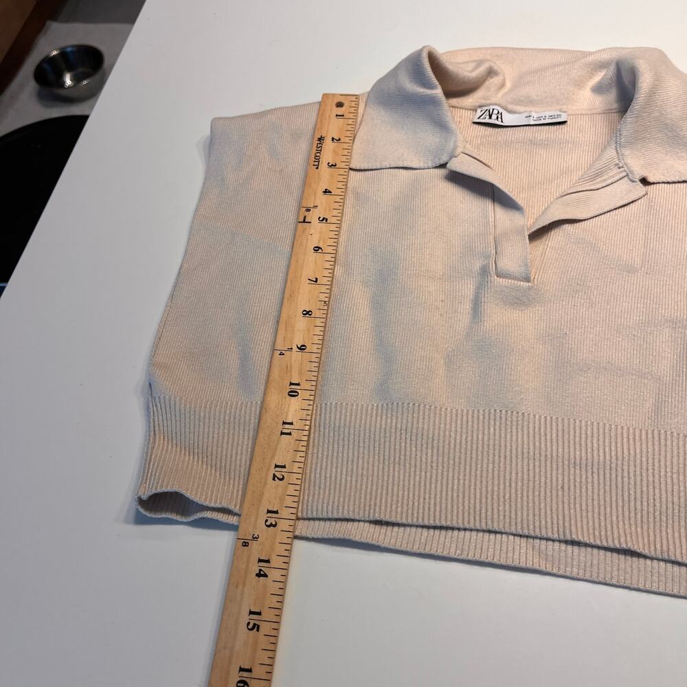 Zara Beige Collared Blouse - Picture 7 of 7